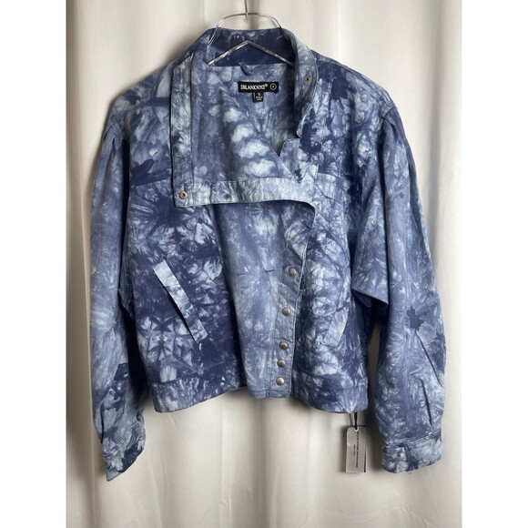 BLANK NYC Tie Dye Denim Utility Moto Jacket In Blue Tide Is High Sz S New - Picture 9 of 10